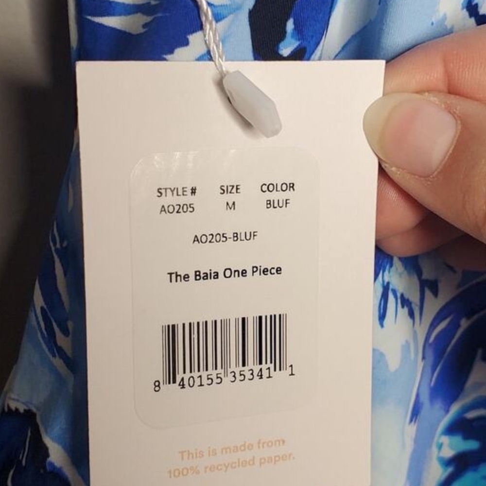 NWT Andie Baia Floral Blue and White One Piece Swimsuit M - Picture 6 of 9